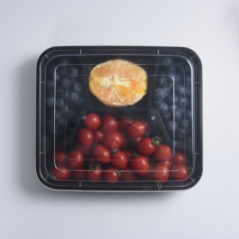 Herbruikbare plastic lunchbox met vier compartimenten